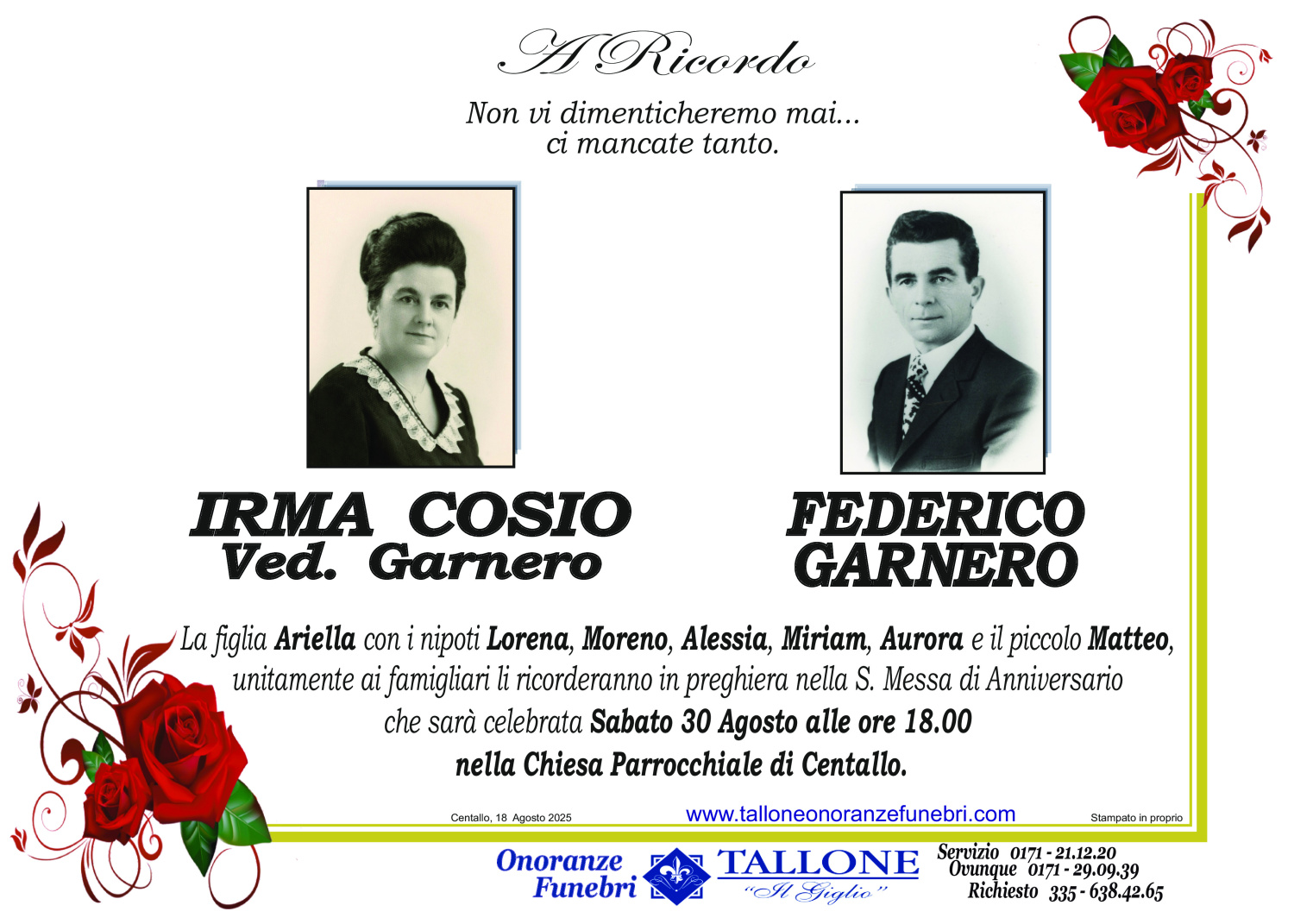Irma Cosio Ved. Garnero Federico Garnero